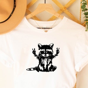 Vintage Raccoon Shirt, Funny Raccoon Shirt, Raccoon Peace Hands Animal Lover Gift Trash Panda Shirt,  Racoon Gifts, Funny Raccoon Animal Tee