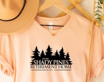 Koszulka z domu spokojnej starości Shady Pines, prezent dla niej z okazji Złotych Dziewcząt, prezent emerytalny dla kochanka z lat 80., cele drużyny Złotych Dziewcząt, urocze Złote Dziewczęta