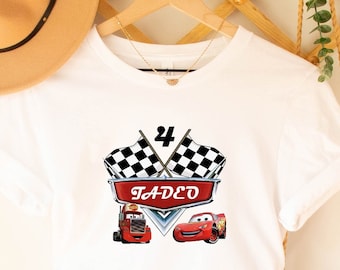 Benutzerdefinierte Name Mcqueen Geburtstag Shirt, Name Cars Geburtstag Junge Shirt, Familie passendes T-Shirt, Lightning Mcqueen, Disney Rennauto Geburtstag Shirt