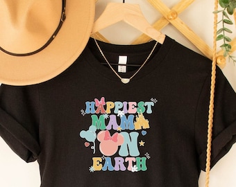 Maglietta "La mamma più felice del mondo", maglietta per la festa della mamma, magliette colorate per viaggi in famiglia, idea regalo per la mamma Disney, regalo per la nonna, vacanza magica