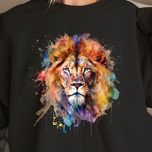 Aquarell Löwe Sweatshirt, Tier Pullover, Wildtier-Liebhaber-Pullover, Löwe-Design-Pullover, Löwe-Gesicht Hoodie, König des Dschungel-Liebhaber-T-Stück
