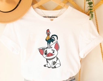 Camiseta de Moana de Disney, camiseta de Hei Hei y Pua, camiseta de Disney, camiseta de Disneyland, camiseta de Disney World, camisetas familiares de Disney a juego, camisetas de Disney