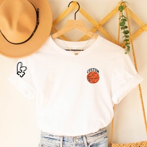 Custom Basketball Shirt, Game Day Custom Your Name Number Basketball, Basketball Grandma Gift, Custom Basketball Squad With Heart On Sleeve