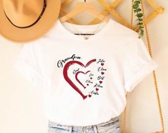 Aangepast opa-shirt met kleinkinderen namen, speciaal cadeau voor opa, papa-shirt met kleinkinderen naamcadeau, Vaderdag gepersonaliseerde opa