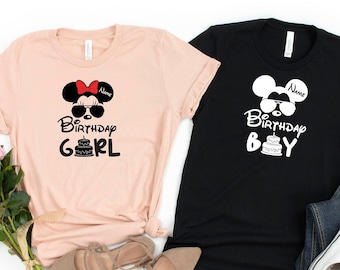 Disney Birthday Girl and Birthday Boy Shirt, Custom Disney Birthday Shirt, Mickey And Minnie Birthday Shirt, Disney Birthday Squad T-Shirt