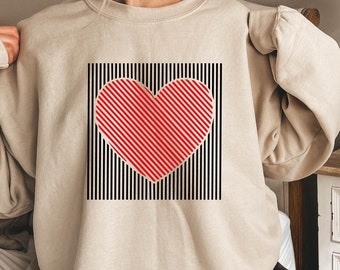 Sudadera de San Valentín para mujer con corazones, sudadera retro de San Valentín con corazones, sudadera de amor adorable, sudadera de San Valentín para profesoras, camiseta de corazón para mamá