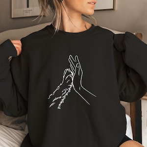 Dog Hand Sweatshirt,Dog Paw and Human Paw Sweater Golden Retriever Dog Mom Sweatshirt Dog Dad Funny Gift Dog Lover High Five Sweatshirt
