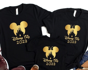 Camisetas para el viaje familiar a Disney Castle 2026, camisetas de Disneyworld, camisetas familiares de Mickey y Minnie, camisetas familiares a juego para el primer viaje a Disney