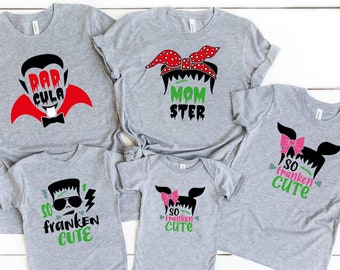 Camiseta de Halloween para a Família, Mamãe, Mãe, Papai, Tão Frankenstein, Camiseta Combinando para a Família no Halloween, Camiseta de Halloween Papai, Mãe, Pai, Monstrinho