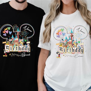Camiseta personalizada de Disney Birthday Squad, camiseta de Disney Birthday Girl, camiseta de Disney Birthday Boy, camiseta de Disney Birthday Squad, camiseta de Mickey Minnie