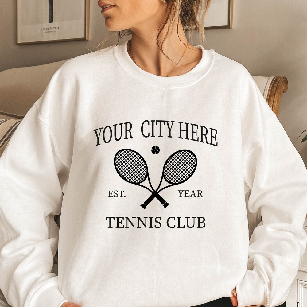 Personalized Team Tennis Club Sweatshirt, Custom Your City Name Est Custom Year Group Tennis Club Sweatshirt, Tennis Player Crewneck, Personalized Tennis Ball Custom Sport Hoodie Men Women Shirthome