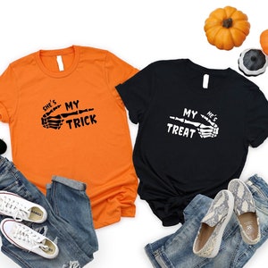 Halloween Couple Shirts, She&#39;s My Trick, He&#39;s My Treat, Trick or Treat, Couple Funny Tee, Family Matching Shirt, Matching Halloween Tee