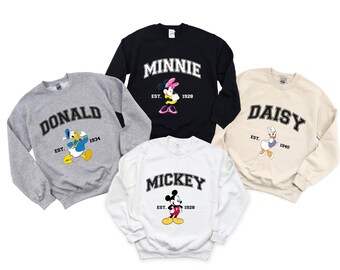 Disney Charakter Vintage Micky und Freunde Sweatshirt, Mickey Minnie Goofy Pluto Daisy Donald Freunde passendes Geschenk klassischer Disney Pullover