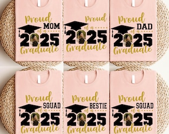 Camiseta de graduado de 2026 con foto personalizada y camisetas familiares a juego, regalo para fiesta de graduación, camiseta para estudiantes de último año de 2026, graduación universitaria.