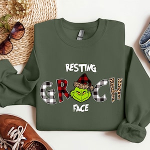 Resting GRINCH FACE Sweatshirt, Grinch Squad Christmas Grinch Face Matching Sweatshirt, Grinch Christmas Funny Christmas Holiday Hoodie