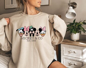 Felpa Disney, Felpa Mickey & Co Mickey And Friends, Felpe Mickey CO 1928 Felpe con cappuccio per bambini e adulti Regalo per la famiglia di Mickey Friends