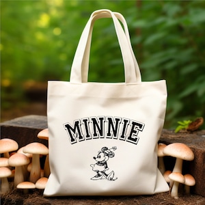 Disney Vintage Minnie Canvas Tote Bags, Tote Bag Disneyland Gift, Disney Trip Tote Bag, Disney Vacation Tote Bag and Shirt Graphic Matching