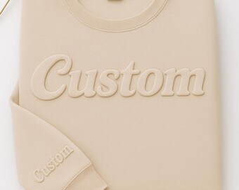 Custom Puff Embossed Sweatshirt Hoodie, Trendy 3D Lettering, Personalized Raised Text Hoodie Sweater, Custom Name Gift, Unique Cozy Pullover