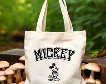 Sacs fourre-tout en toile Mickey vintage Disney, sac fourre-tout Disneyland, cadeau de voyage Disney, sac fourre-tout de vacances Disney et graphique de chemise assorti