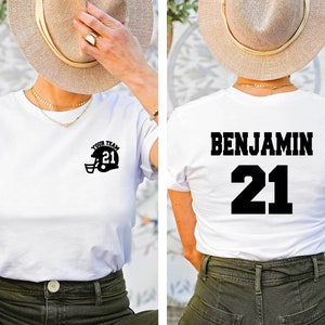 Camiseta personalizada para a temporada de futebol, camiseta personalizada com seu nome e número, camiseta para jogo de futebol para homens/mulheres, presente de aniversário, camiseta para mãe do futebol