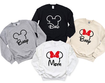 Disney familie bijpassende sweater, familie muis sweater, Disney moeder, Disney Mama, Disney Baby, Disneyland trui, moeder vader baby trui