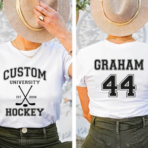 Custom University Hockey Est Custom Year Shirt, Personalized Hockey Shirt, Custom Hockey Shirt, Game Day Shirt, Hockey Mom Hockey Lover Gift