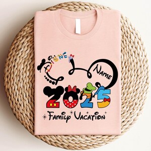 2025 Custom Name Disney Family Vacation Shirt, Disney Family Matching T-Shirt, Personalized Disney Trip, Disneyworld Matching Mickey Minnie