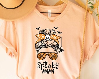 Halloween Fall Ideas, Spooky Mama Shirt, Halloween Mom Shirt, Spooky Vibes Shirt,Cute Spooky Mom Tee,Halloween Gift for Mama,Trending Tee