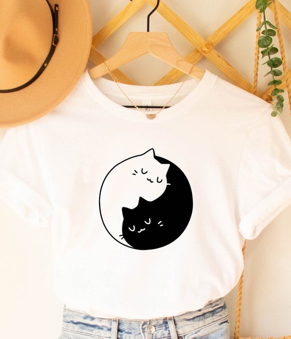 Womens Cat Yin-Yang Shirt, Cat Shirt, Cat T-Shirt, Ying Yang Cat T- Womens Cat Yin-Yang Shirt, Cat Shirt, Cat T-Shirt, Ying Yang Cat T-