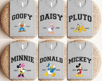 Camiseta vintage de Mickey y sus amigos de Disney, Mickey, Minnie, Goofy, Pluto, Daisy, Donald, regalo a juego, camiseta clásica de Disney.
