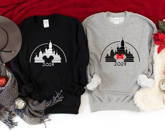 Benutzerdefinierte Micky und Minnie Urlaub Sweatshirt, 2026 Disney Schloss Disney Reise, Disney Pullover, Familienurlaub Geschenk,Familie Disneyworld Hoodie