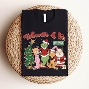 Retro Grinchmas Whoville and Co Est 1957 Grinch T-Shirt, Grinch Christmas Shirt, Trendy Christmas Shirt Design, Girnchmass and Co Shirt