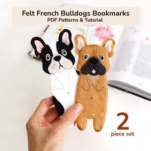 Felt French Bulldog Bookmark Pattern PDF, Dog Bookmark Sewing Tutorial, Handmade Bookmark Pattern, Reading Accessory