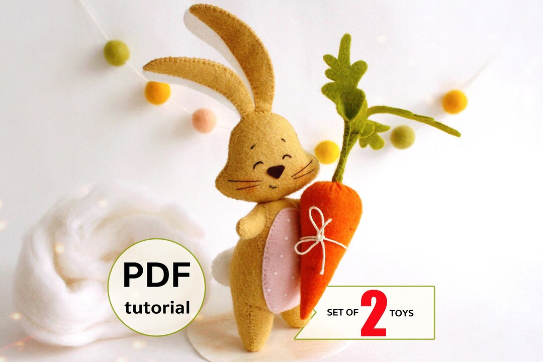 Felt Easter Bunny With Carrot Hand Sewing PDF Tutorial With Patterns ...