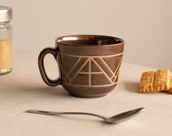 Unique Mug, Copper Cappuccino Cup, Handmade Ceramics, Pottery, Mug
