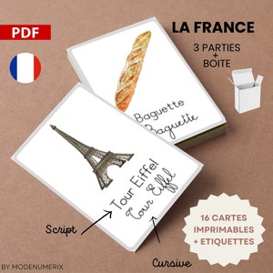 Jeu d'apprentissage LA FRANCE apprend à lire en jouant cartes montessori imprimables