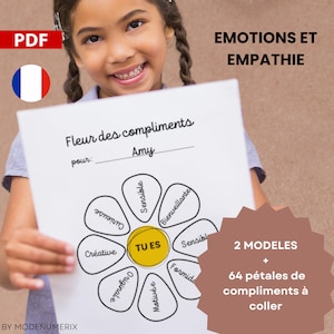 EMPATHY • COMPLIMENT • flower and 64 petals to stick on • teach self-esteem for toddlers and adults • kindness • respect