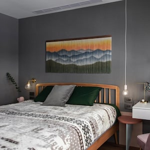 Dip Dye Tapestry Cotton Rope Tapestry Yarn Wall Hanging Hand Painted Wall Large Wall Hanging Wall Tapestry Boho Wall Hanging Fiber Art
