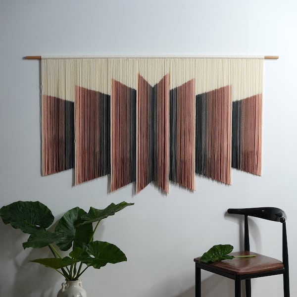 Tapiz multicolor para colgar en la pared, macramé 3D, teñido por inmersión, hilo, cuerda de algodón, bohemio.