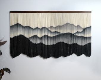Landscape tapestry, Mountain Wall Art, Dip Dye Tapestry, Cotton Rope Tapestry, Yarn Wall Hanging,Hand Painted Wall Large Wall Hanging