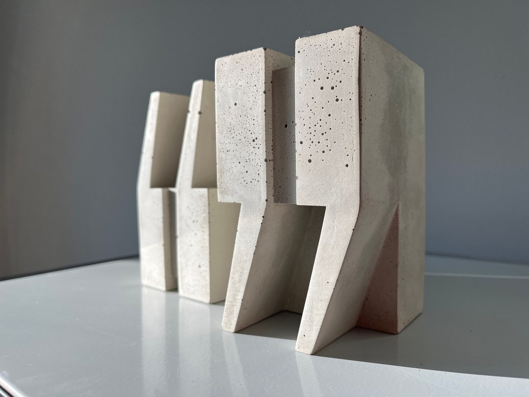 Bookend SET Speech Mark Bookends Concrete Art Piece Minimalist