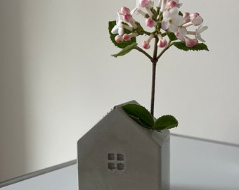 Concrete House Vase - Handmade - Real or Dried Flowers.
