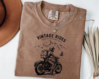 Vintage Motorcycle Adventure T Shirt,Retro Rider Graphic Tee,Classic Motorbike Travel Art,Outdoor Explorer Biker Shirt,Motorcycle Lover Gift