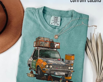 Vintage Rally Car T Shirt Design, Retro Race Car Illustration, Classic Garage Workshop Art, Old School Motorsport Graphic, Car Lover Gift
