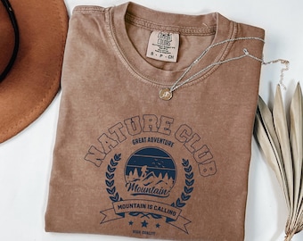 Nature Club Graphic Tee: Mountain Adventure Unisex Cotton Shirt