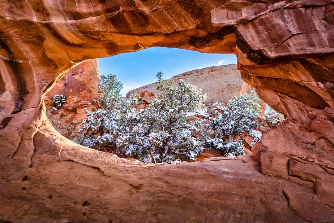 Arches National Park Utah Landscape Photo Wall Art. Double O Arch