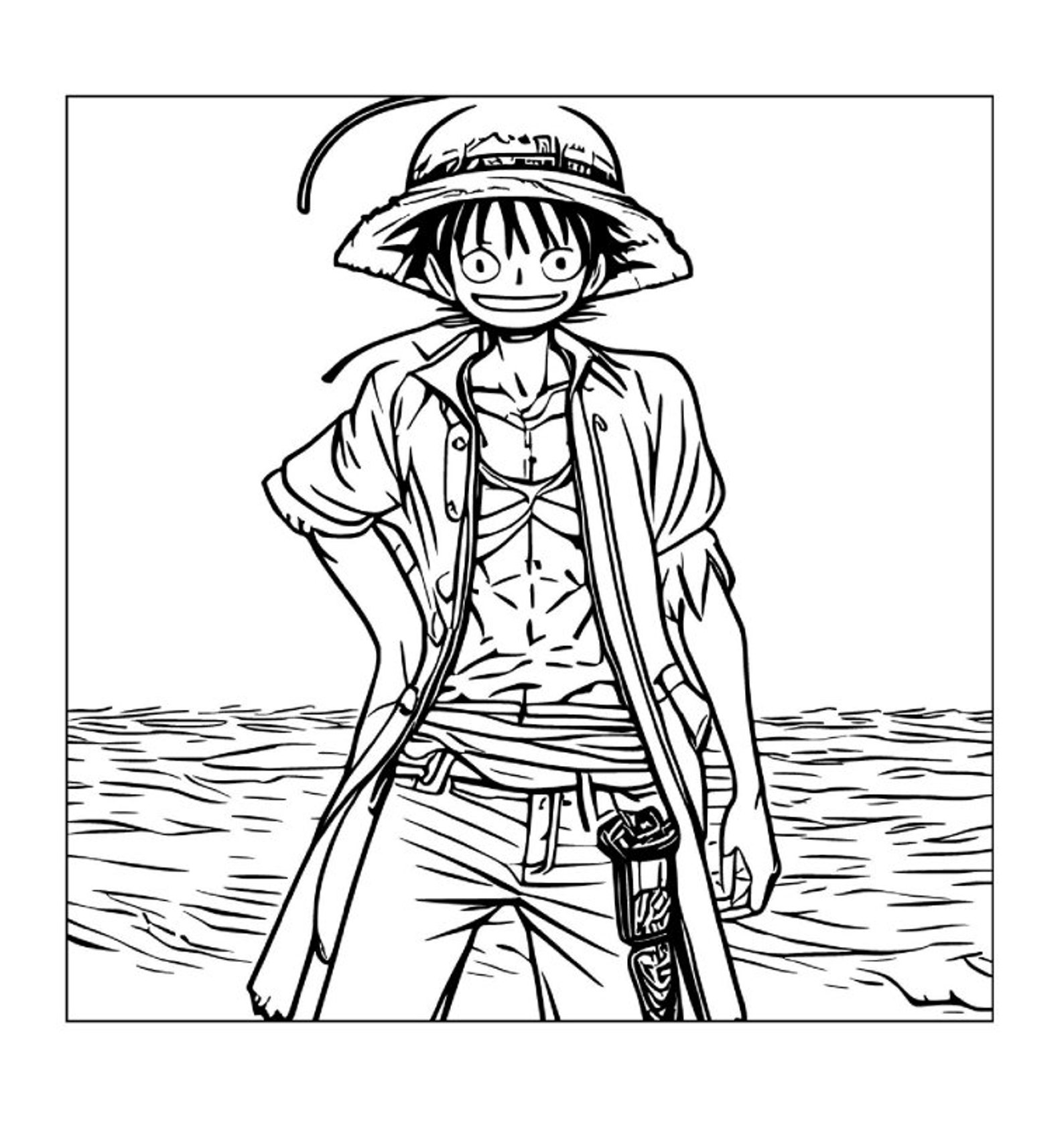 Monkey D. Luffy One Piece Coloring Pages Kids Adult 50 Pages Coloring
