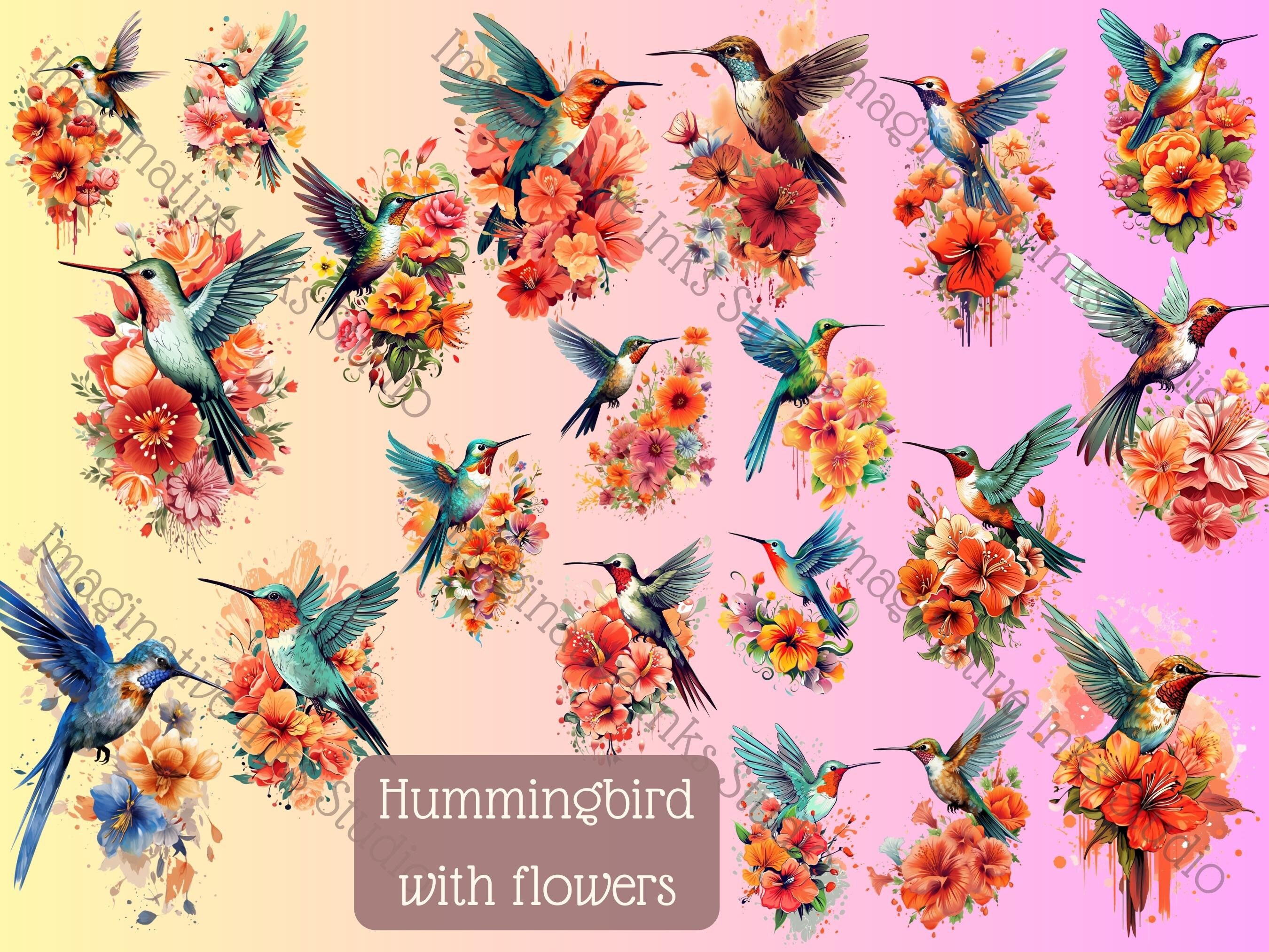 Hummingbird Clipart PNG Hummingbird Boho Flower Bird Wall Art ...