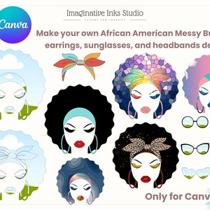 Messy Bun frame Make your own African American women Canva frame bundle Drag and drop Sublimation design Sunglasses PNG SVG Summer Mom life