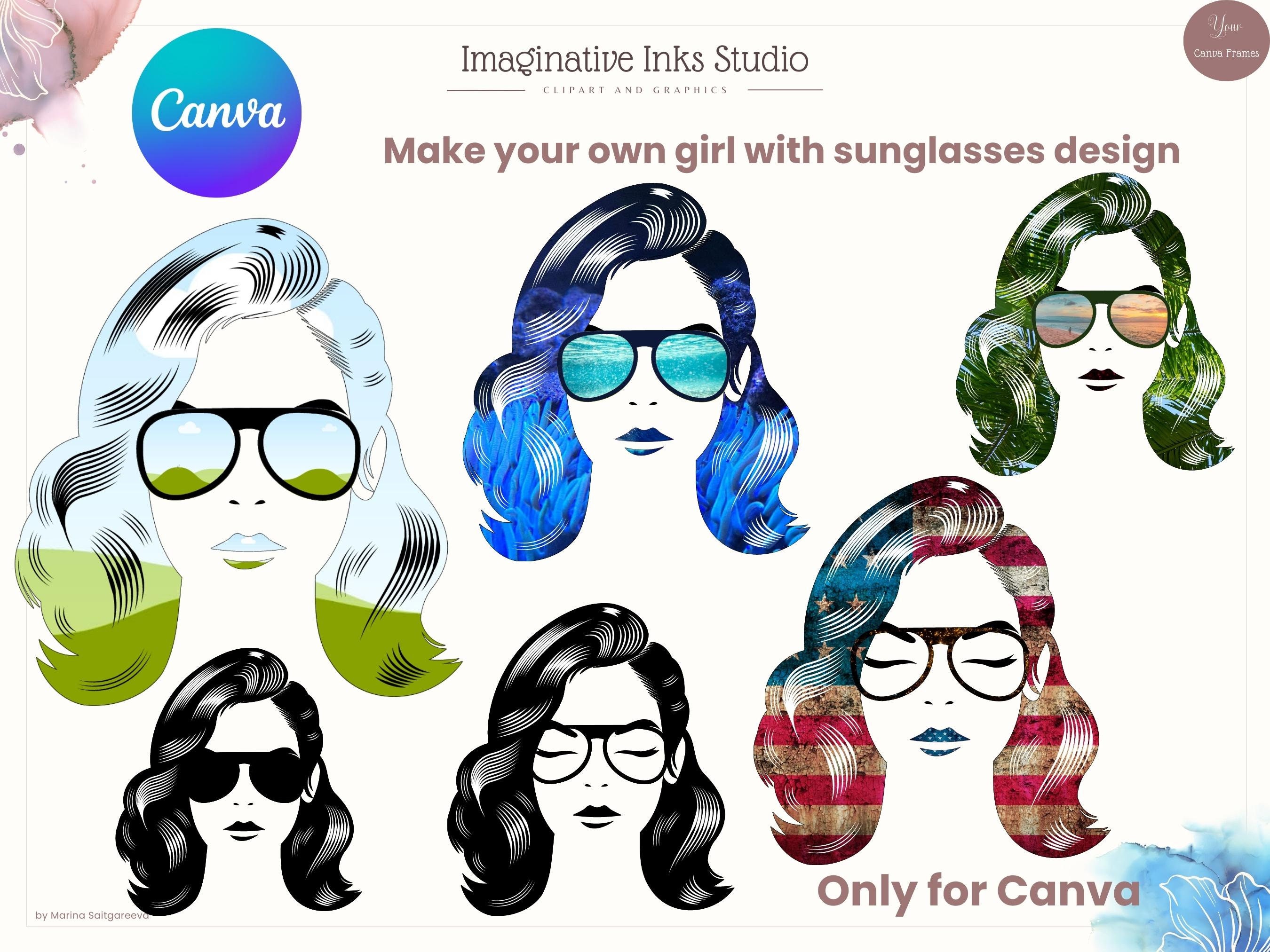 Sunglasses Frame Make Your Own Girl Design Canva Frame Bundle Drag